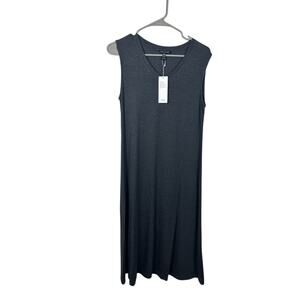 Eileen Fisher‎ V-Neck Tank Dress Women XXS Gray NWT Stretch Jersey Knit Midi